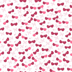 Coquette cherry Heart Shape seamless pattern. Love and Romance Symbolic Art