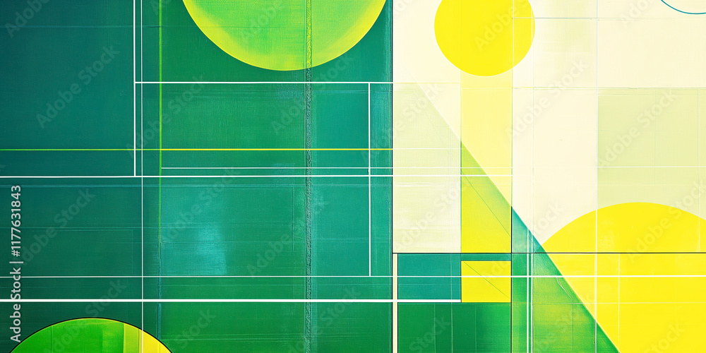 Poster abstract green and yellow geometric background creating dynamic composition
