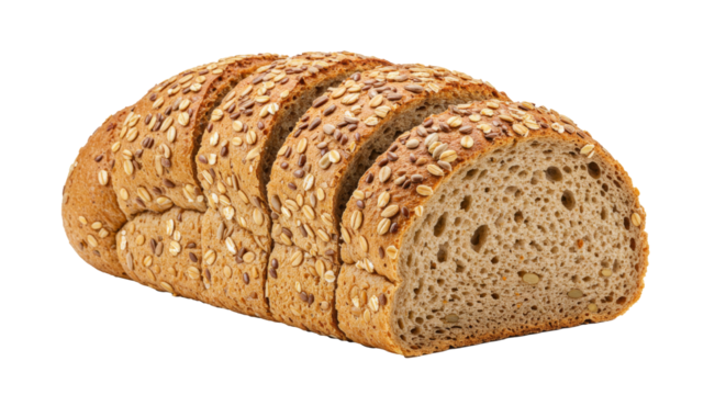 Fresh Baked Multigrain Bread Loaf, Bakery Food, Isolated Transparent PNG, Large Format