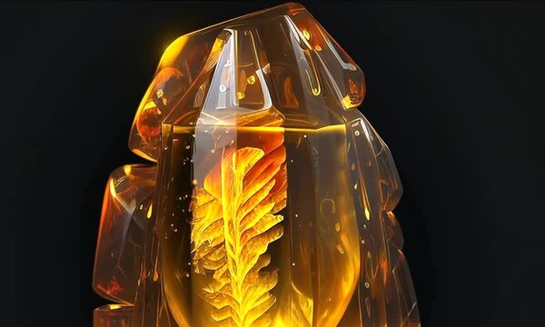 Crystal and amber in yellow rotating 