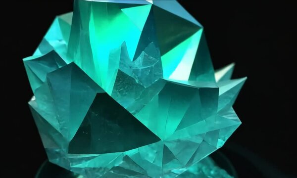Blue and turquoise crystal slowly rotates over beautifully 