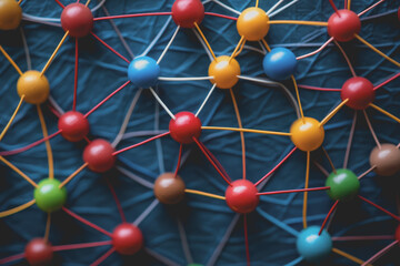 Abstract social connect line data tangle colorfully to create a connection.