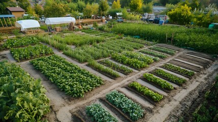 Farming community practicing regenerative agriculture, with crop rotation, cover crops, and biodiversity as part of sustainable agricultural practices