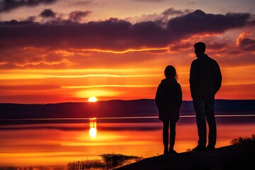 95 a couple watching a sunset their faces reflecting peace and s
