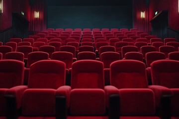 Obraz premium cinema auditorium with red chairs