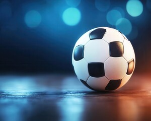 Naklejka premium Exciting soccer ball action stadium sports photography night close-up dynamic movement