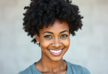 A portrait of an Afro-American woman with a warm smile