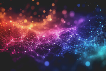 Fototapeta premium Abstract social connect line data tangle colorfully to create a connection.