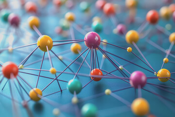 Abstract social connect line data tangle colorfully to create a connection.