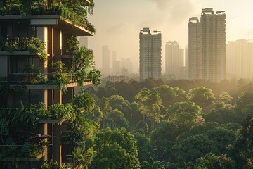 Obraz premium Sustainable green building. Eco-friendly building in modern city