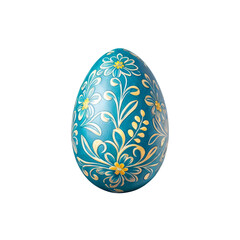 Fototapeta premium Teal Easter Egg with Floral Design 