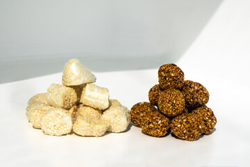 Sesame Balls with Jaggery and Ghee High Energetic Pre Workout and Maghe Sankranti Festival Concept