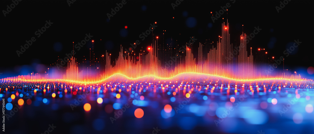 Aufkleber dynamic abstract: a vibrant abstract background with a wave of glowing orange light against a dark b