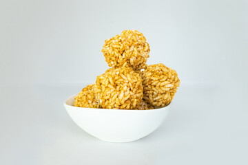 Puffed Rice and Jaggery Balls Pre Workout Snack Murai Ladu Bhuja Laddoo Makar Sankranti