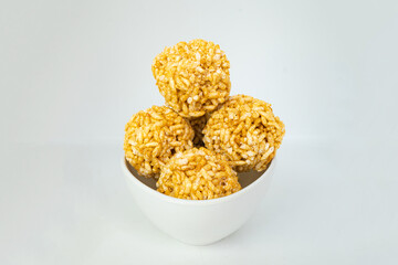 Puffed Rice and Jaggery Balls Pre Workout Snack Murai Ladu Bhuja Laddoo Makar Sankranti