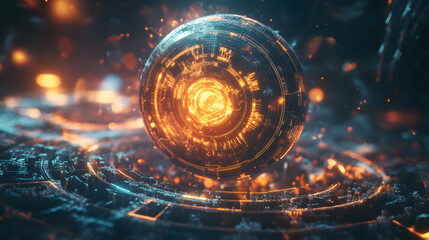 A futuristic concept of time displayed as a glowing, floating orb surrounded by abstract mathematical equations and symbols, representing time as a dimension 