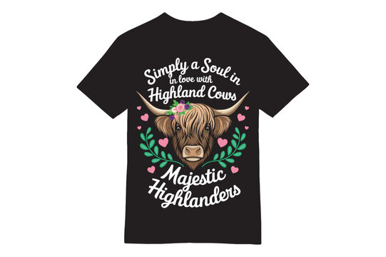 Simply a Soul in Love with Highland Cows T-Shirt Design