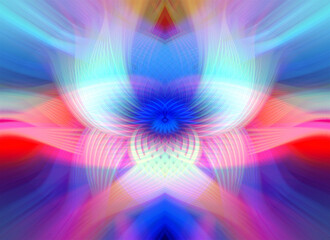 Vibrant abstract art with colorful symmetrical patterns and glowing light effects, perfect for creative and artistic designs