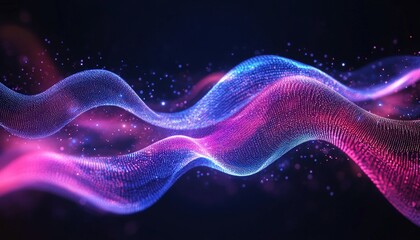 Abstract Pink and Blue Particle Wave Background Digital Art Futuristic Technology Glowing Energy