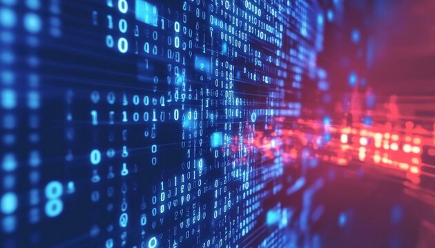 Abstract Digital Data Stream Binary Code Technology Background Futuristic Network
