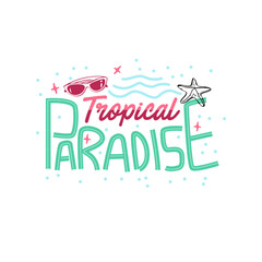 Tropical Paradise Typography funny kids summer beach print