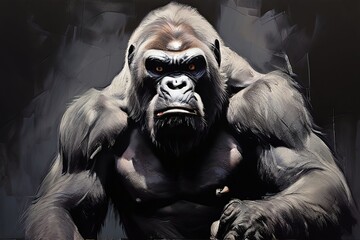 gorillas strength a gorilla beating its chest surrounded by blac