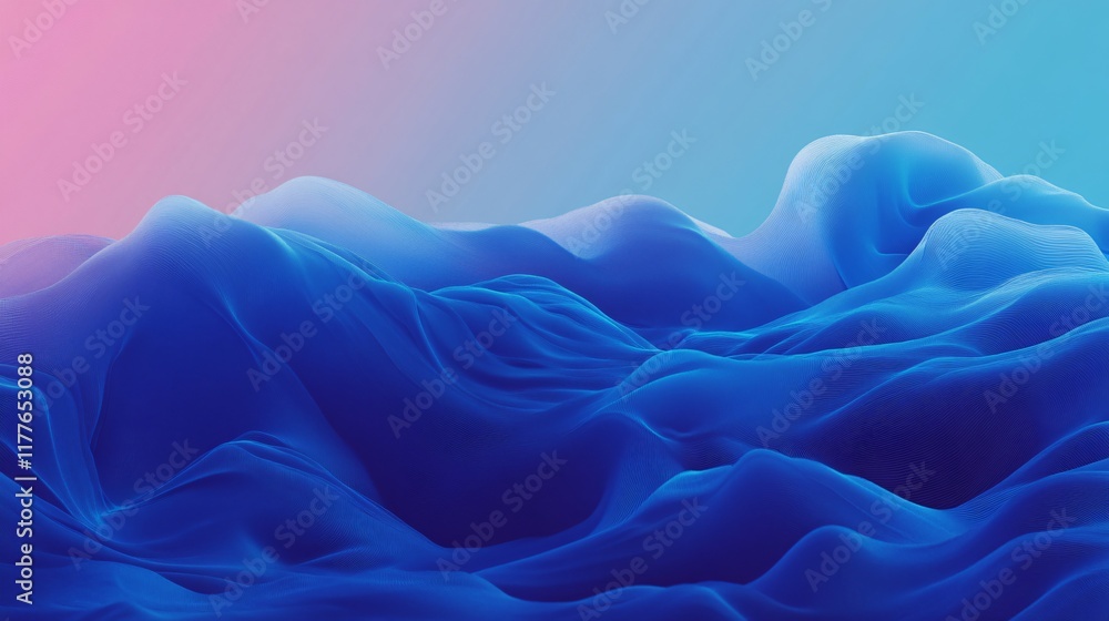 Wall mural Blue ocean with a purple sky in the background. The ocean is very calm and peaceful. The sky is a beautiful shade of purple