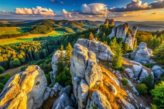 Polish Jura Zborow Mountain Panorama: Stunning Limestone Rock Macro Photography