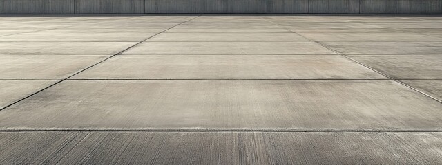 Concrete pavement extending in a smooth and even surface under bright daylight outside an industrial facility