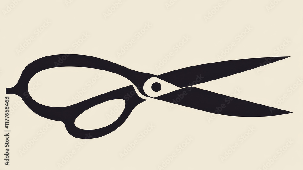 Poster the scissors consists of points, lines and triangles. the polygon shape in the form of a silhouette 
