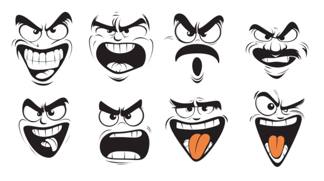 8 Retro Groovy Faces PNG Sticker
