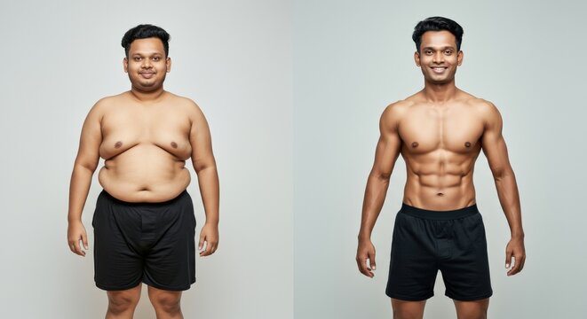 Motivational fitness transformation of young south asian male from overweight to athletic