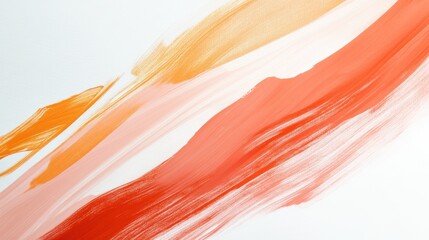 Minimalist artwork featuring bold orange and red strokes on a white background, conveying abstract expression