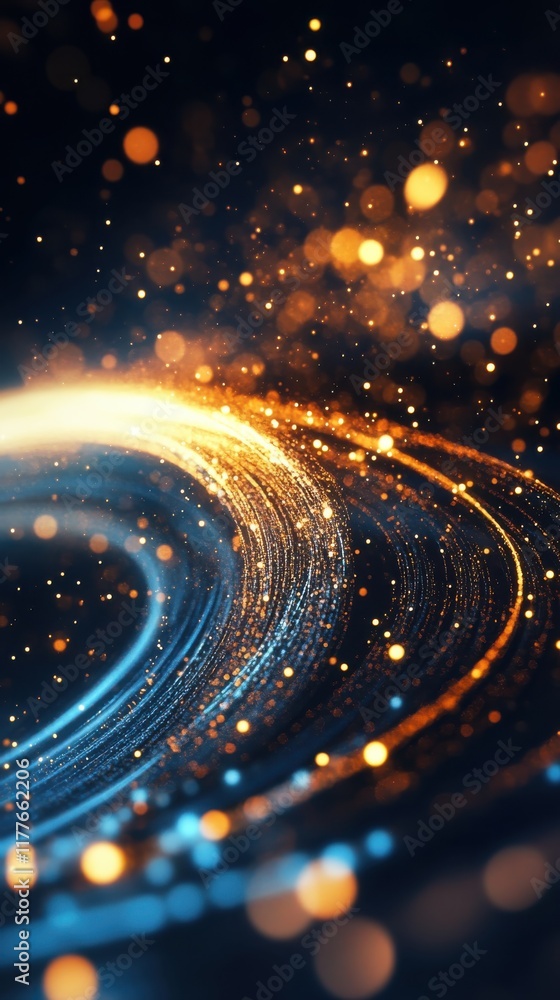 Leinwandbilder swirling bokeh lights in striking cyan and rich gold hues create a mesmerizing abstract background a