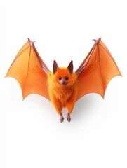 Obraz premium Orange Bat Stock Photo - Cute orange bat, wings spread, isolated, Halloween, wildlife