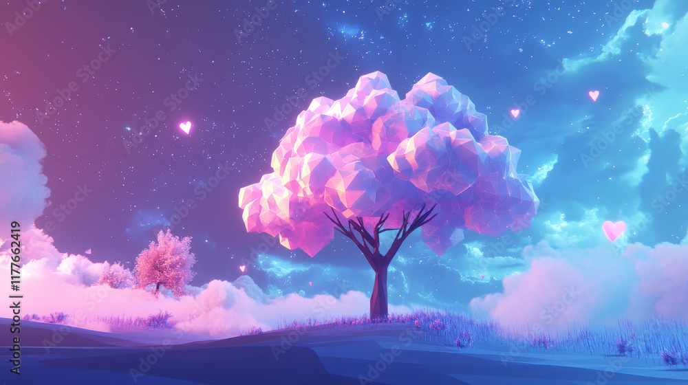 Poster hologram update. cloud update of polygons, triangles of points and lines. cloud update low-poly conn