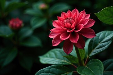 Obraz premium Moldavian dragonhead lat Dracocephalum leaves and flower, botanical, nature, foliage