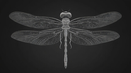 Dragonfly consists of points, lines and triangles. The polygon shape in the form of a silhouette of a dragonfly. Vector illustration.