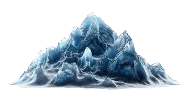 frozen ice mountain on transparent background