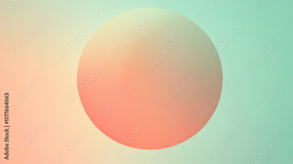 Poster Gradient circle transitions from coral to soft pastel hues in an artistic abstract composition
