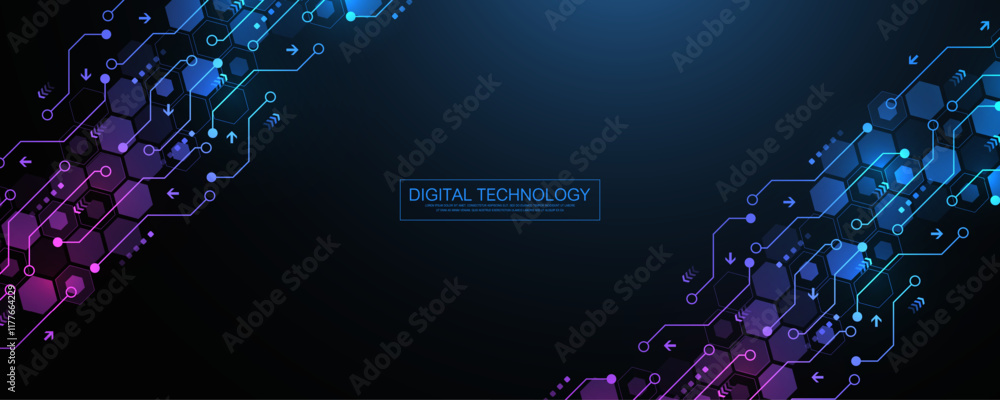 Aufkleber Digital tech motherboard texture design. Software coding. Technology electronic motherboard texture. Engineering and communication concept for header, web banner, website, presentation.