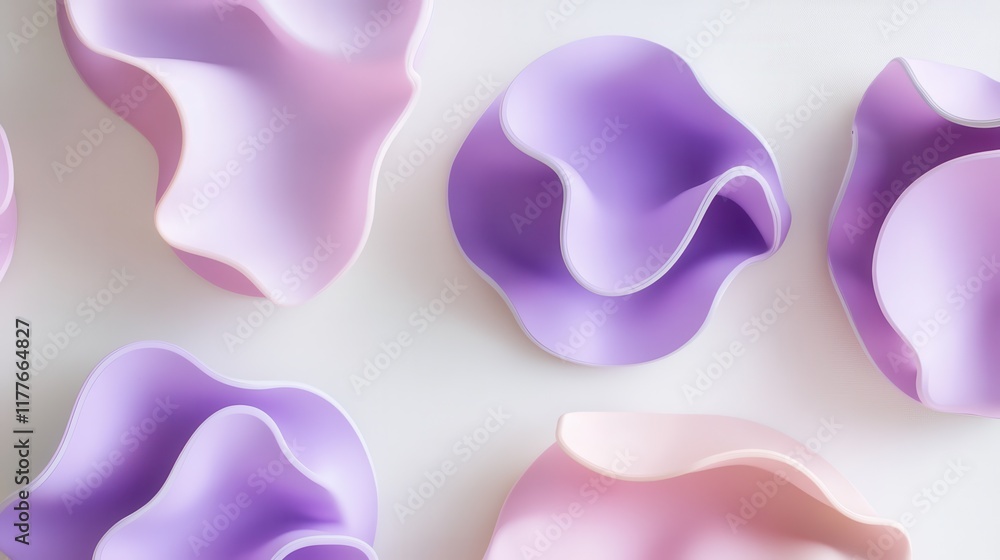 Fototapete pastel lavender and pink abstract shapes with soft edges create a serene visual texture