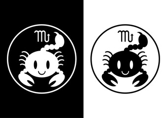 Fototapeta premium 蠍座の白黒アイコンイラスト