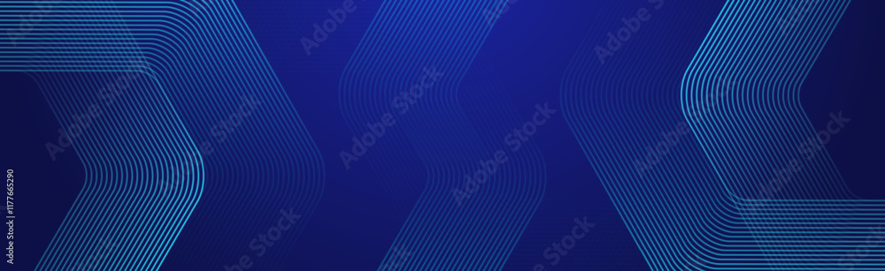 Fototapete Digital hexagonal blue abstract background. Digital futuristic technology concept with hexagons. Geometric stripe line art design for poster, brochure, cover, banner, website, header