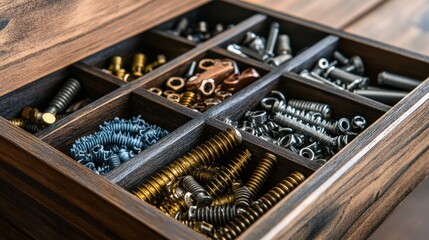 Organized Collection of Various Machine Screws and Fasteners