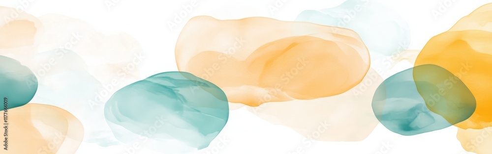 Aufkleber Minimalist patterns in pastel amber and teal create a soothing visual experience for modern design enthusiasts