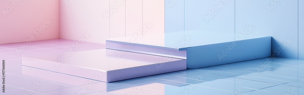 Poster minimalist grid fragments featuring soft pastel lavender tones with subtle dimensional contrasts