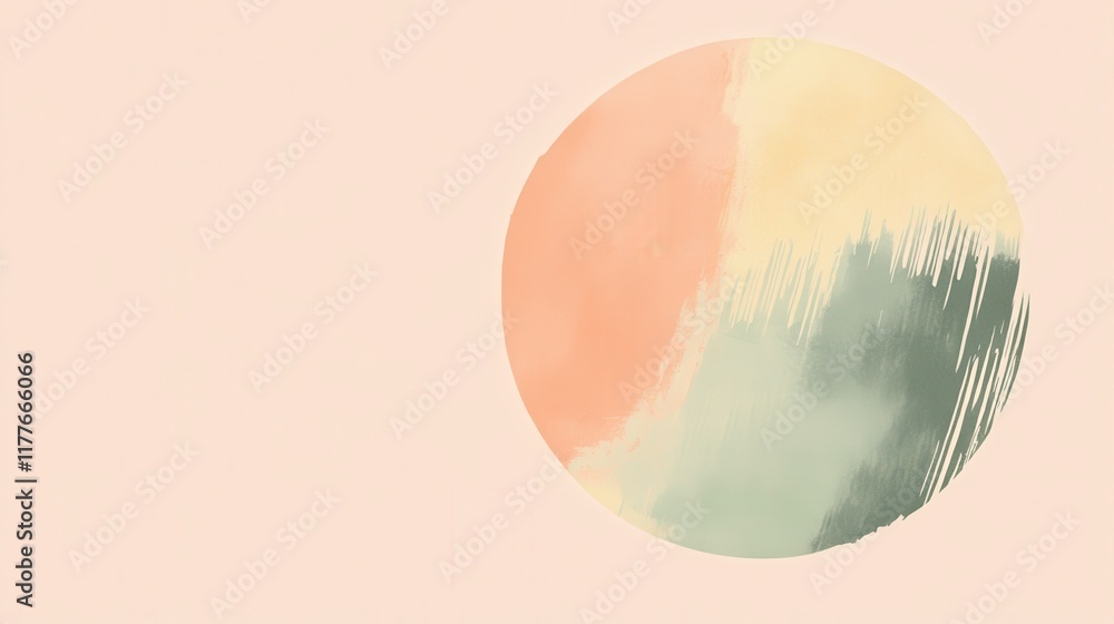 Poster exploring minimalist design through soft color palettes and negative space in modern art composition