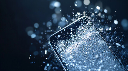 Phone from the particles. The phone consists of circles and points. Vector illustration.