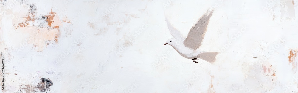 Aufkleber minimalist abstract silhouette of a bird soaring against a textured light background in a serene mom
